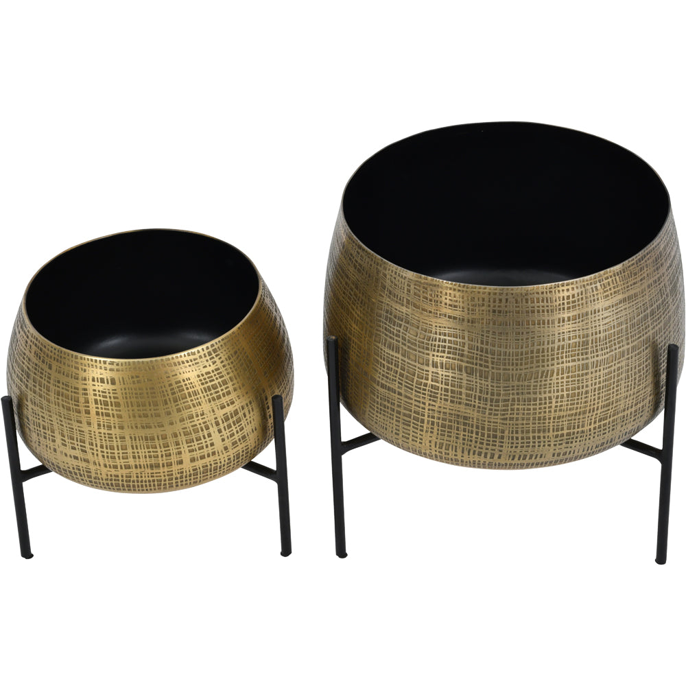 Product photograph of Libra Interiors Clyde Tabletop Planters Brass from Olivia's.