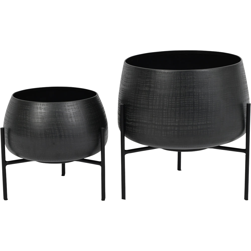 Product photograph of Libra Interiors Clyde Tabletop Planters Black from Olivia's