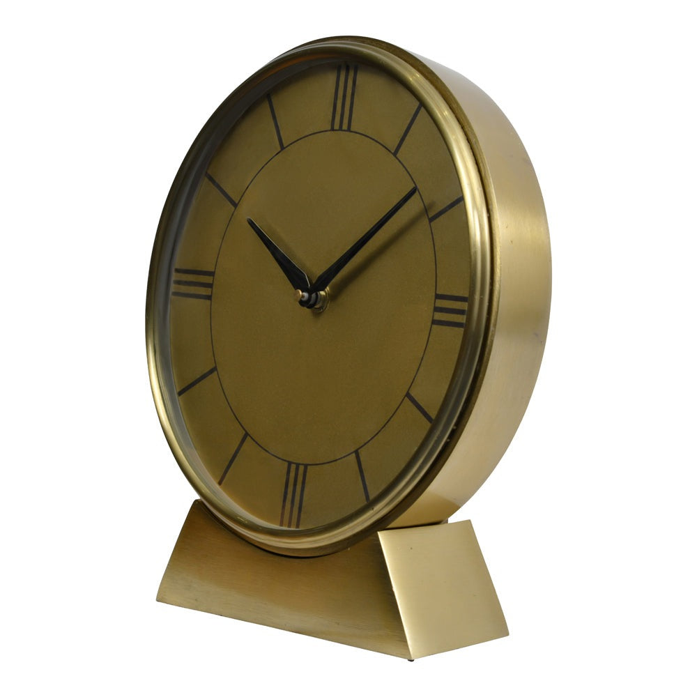 Product photograph of Libra Urban Botanic Collection - Whitmore Brass Round Mantel Clock from Olivia's.