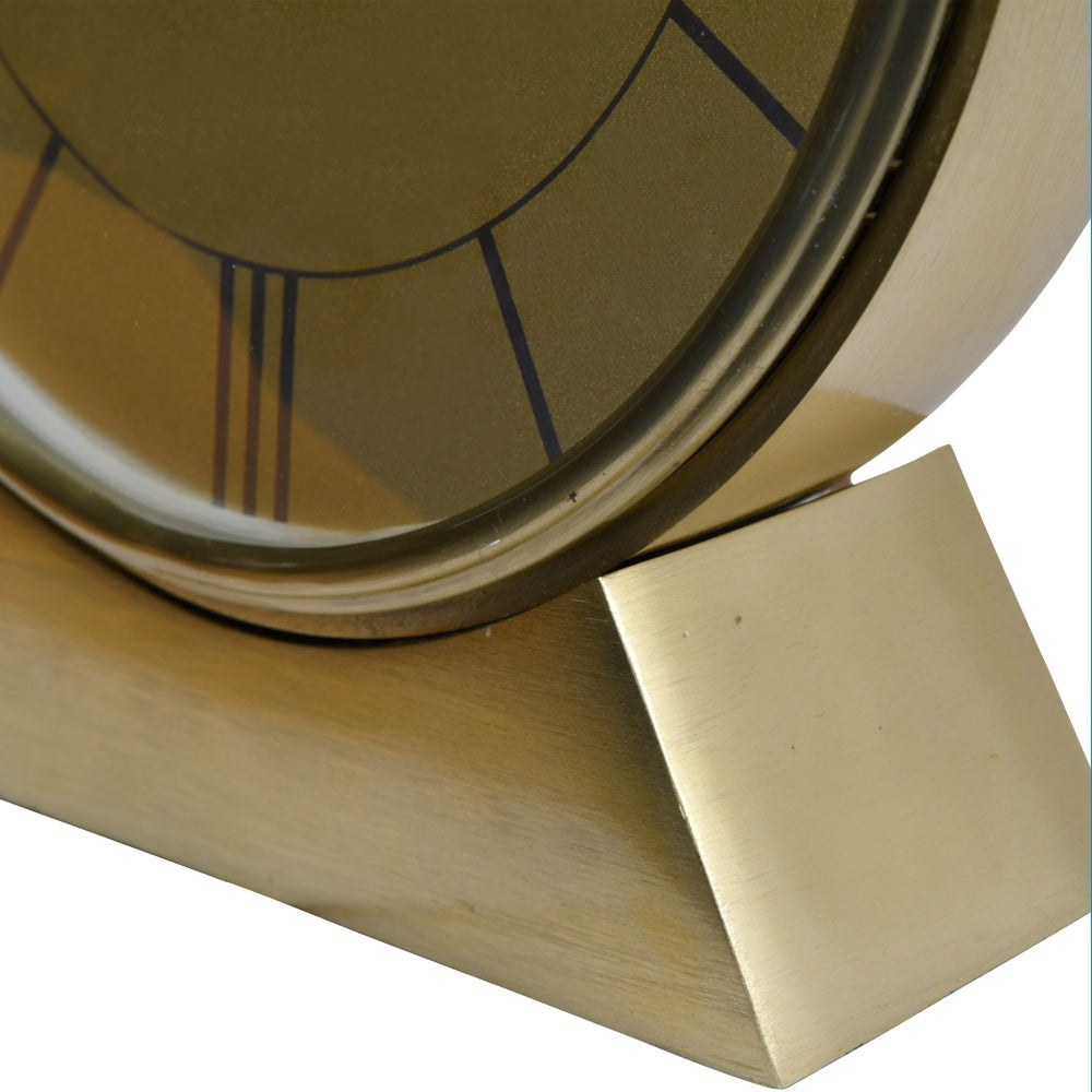 Product photograph of Libra Urban Botanic Collection - Whitmore Brass Round Mantel Clock from Olivia's.