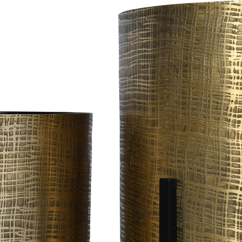 Product photograph of Libra Interiors Set Of 2 Clyde Floor Standing Planters Brass from Olivia's.