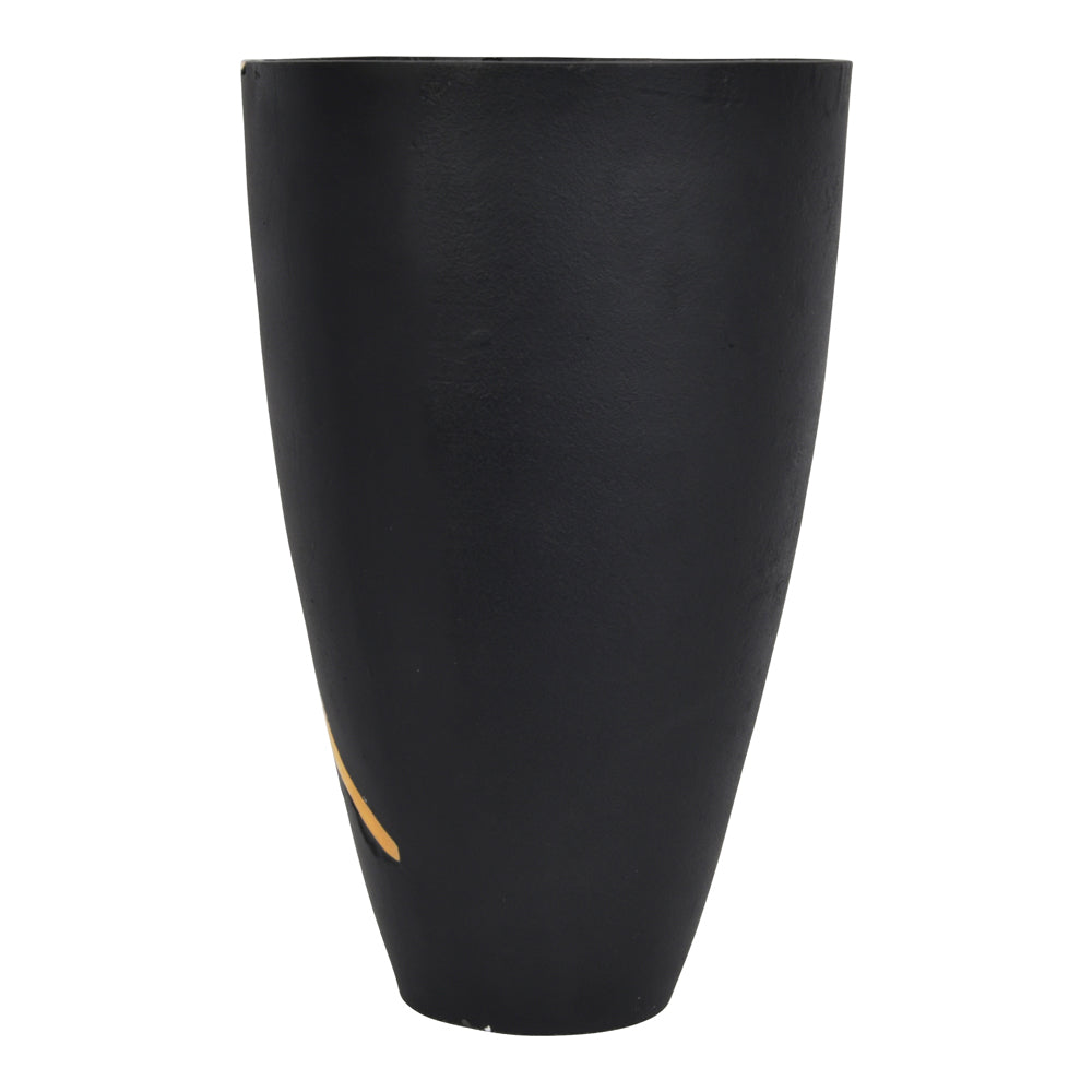 Product photograph of Libra Luxurious Glamour Collection - Arizona Black Aluminium Large Vase With Gold Lava Detail from Olivia's.