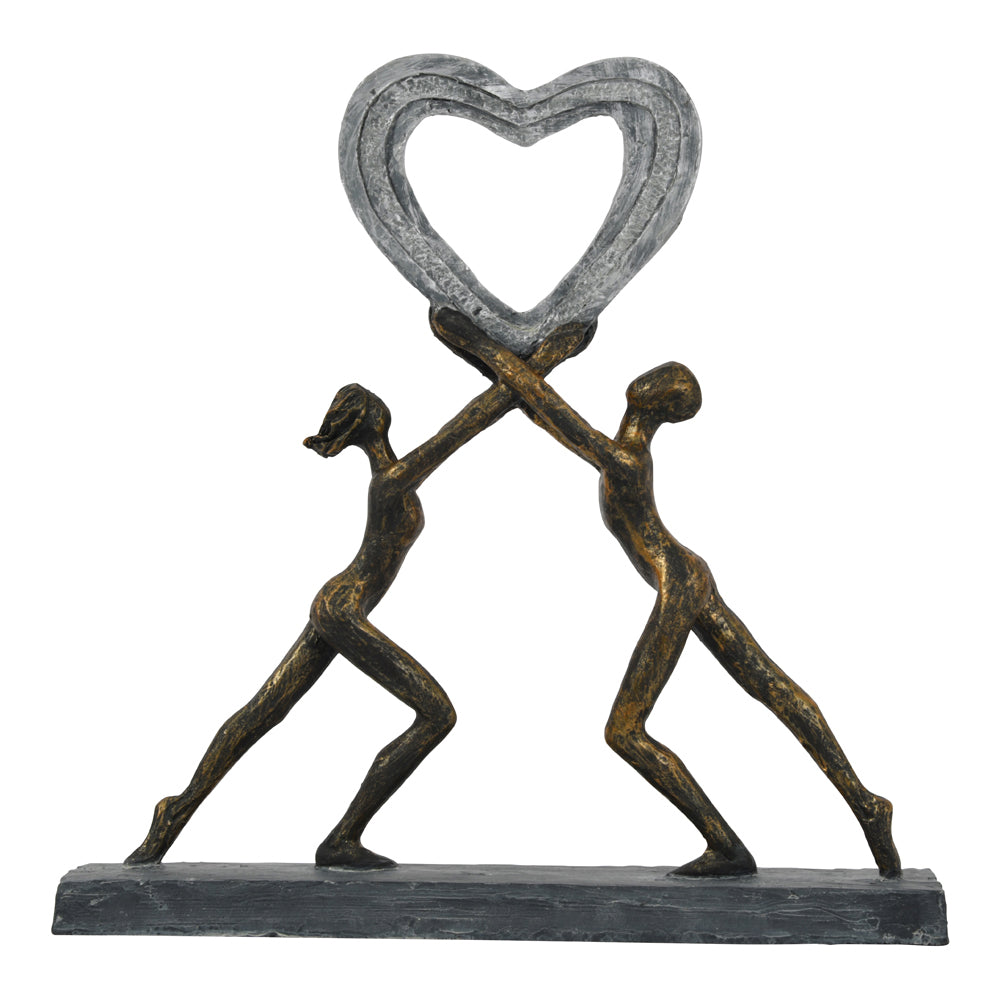 Libra Uplifting Love Couple With Heart Resin Sculpture