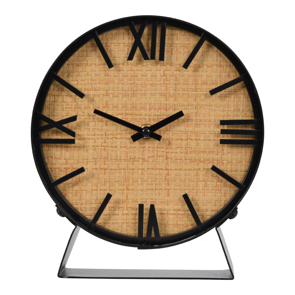 Product photograph of Libra Urban Botanic Collection - Rustic Metal And Cane Mantel Clock from Olivia's
