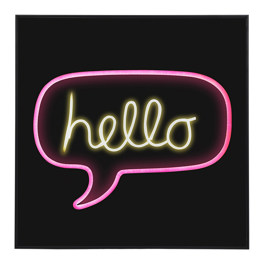 Product photograph of Libra Luxurious Glamour Collection - Neon Look Hello Glass Wall Art from Olivia's