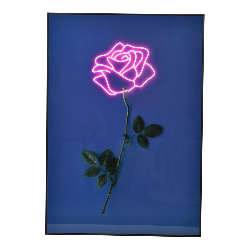 Product photograph of Libra Urban Botanic Collection - Neon Look Rose Stem Glass Wall Art from Olivia's