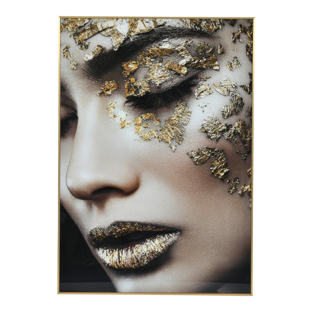 Product photograph of Libra Luxurious Glamour Collection - Golden Girl Glass Wall Art from Olivia's