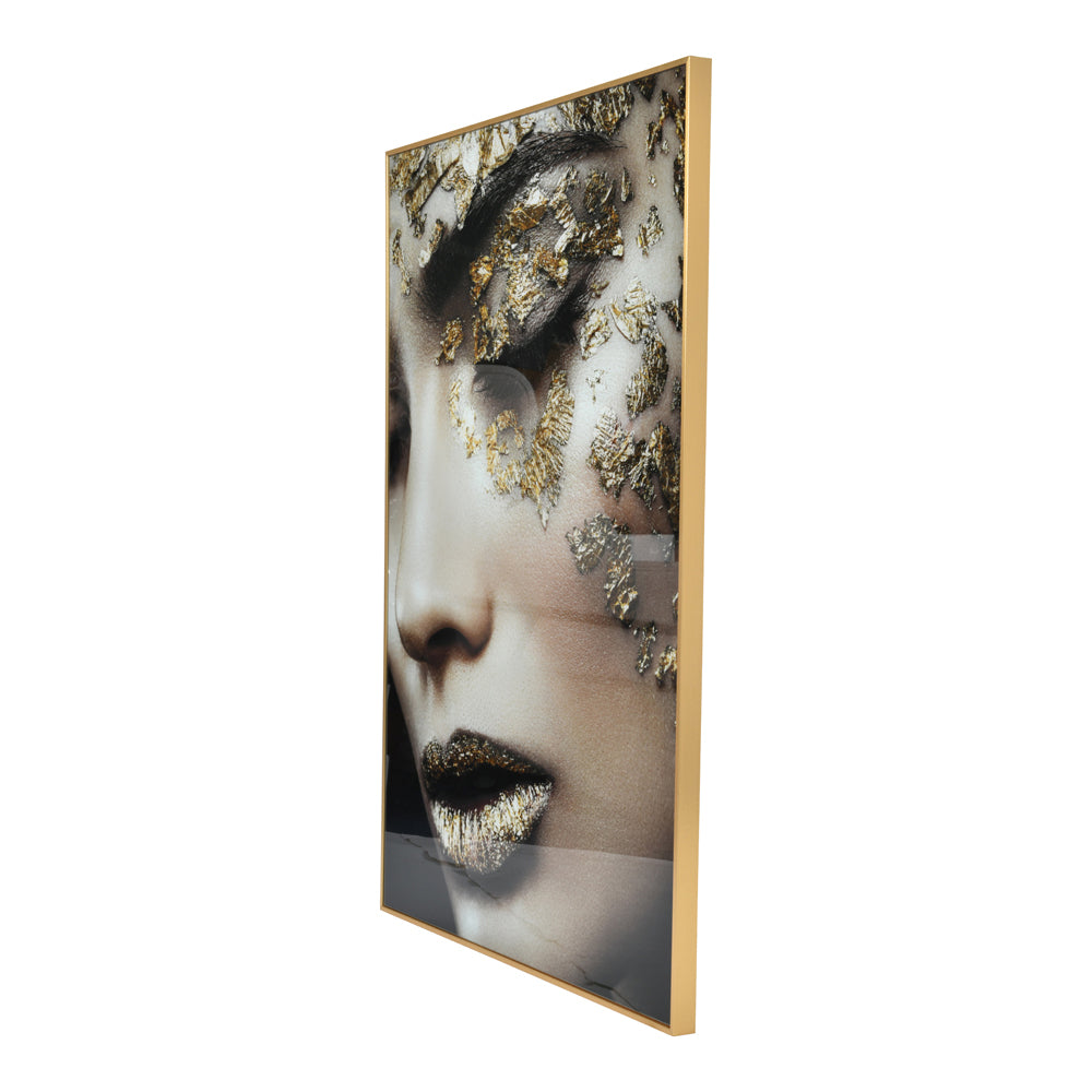 Product photograph of Libra Luxurious Glamour Collection - Golden Girl Glass Wall Art from Olivia's.