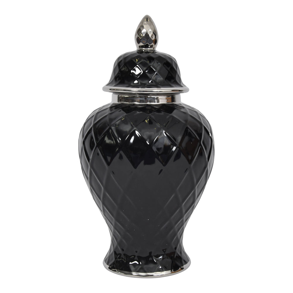 Product photograph of Libra Midnight Mayfair Collection - Mayfair Black And Silver Ceramic Ginger Jar Outlet from Olivia's