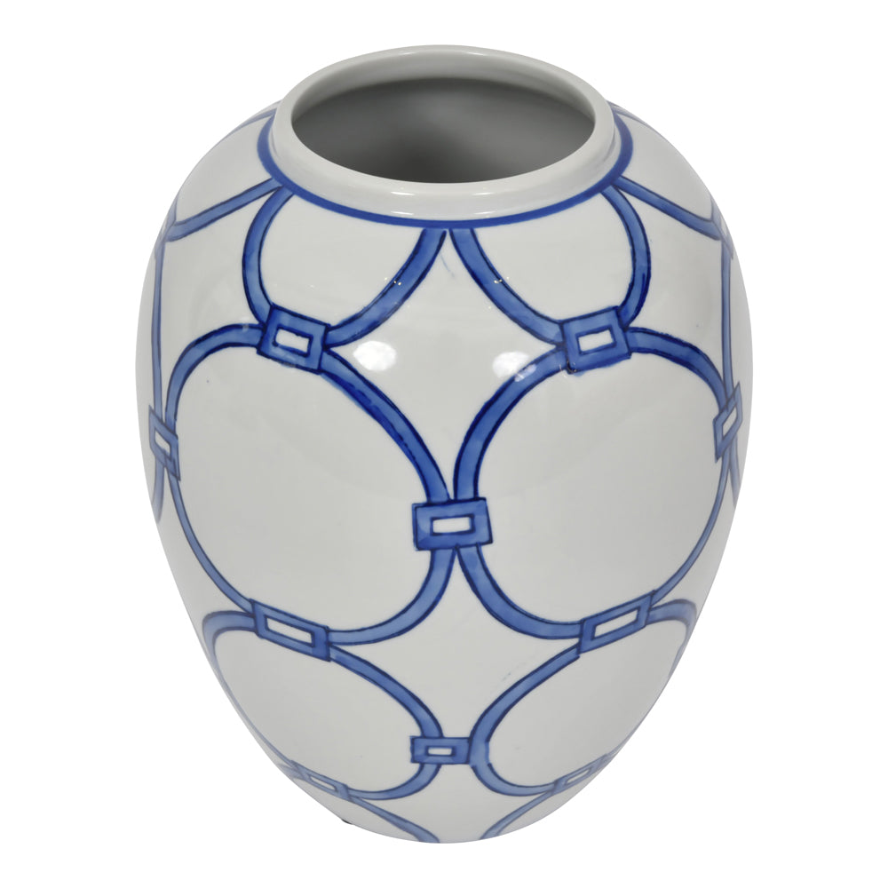 Product photograph of Libra Calm Neutral Collection - Blue Loops Handpainted Vase from Olivia's.
