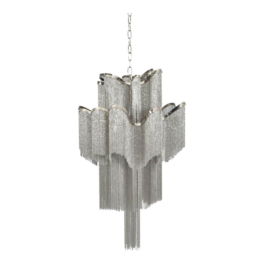 Product photograph of Libra Midnight Mayfair Collection - Niagara Silver Chain 12 Light Pendant Lamp Medium from Olivia's