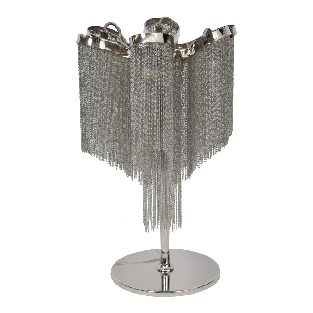 Product photograph of Libra Midnight Mayfair Collection - Niagara Silver Chain 4 Bulb Table Lamp from Olivia's