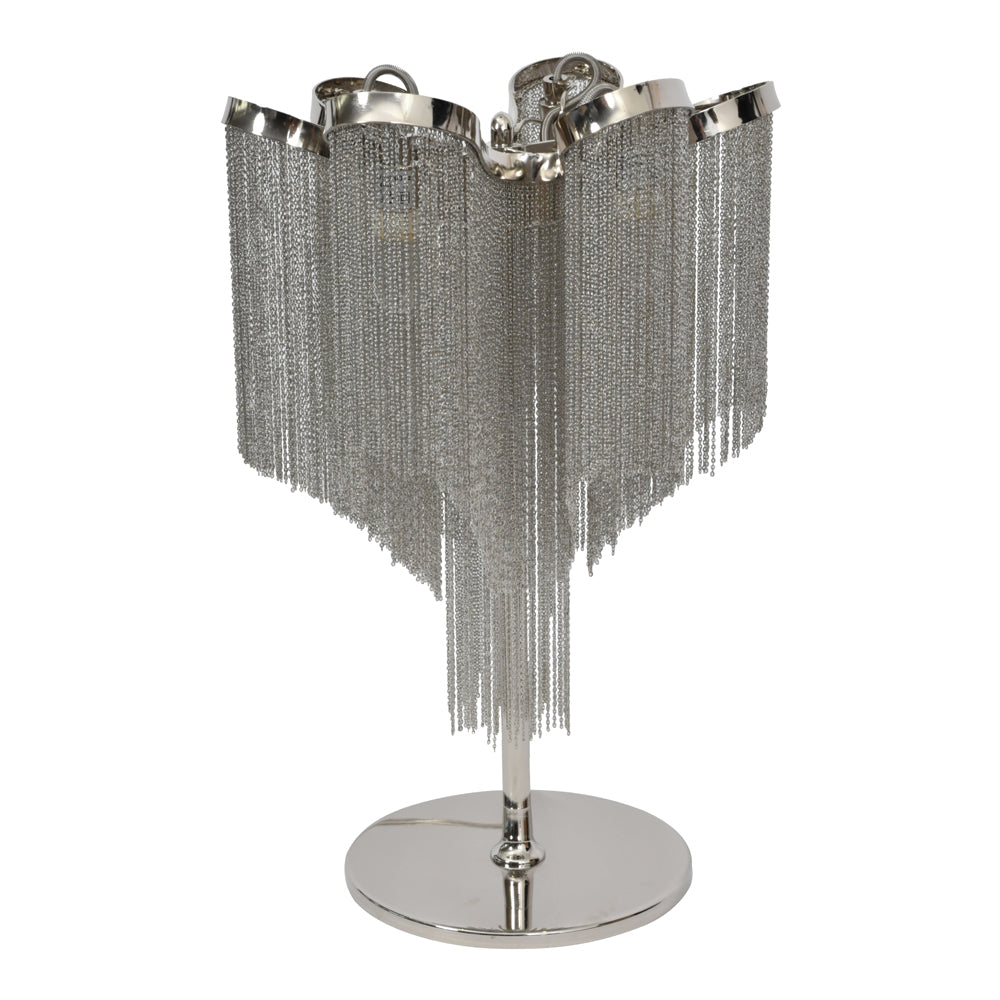 Product photograph of Libra Midnight Mayfair Collection - Niagara Silver Chain 4 Bulb Table Lamp from Olivia's.