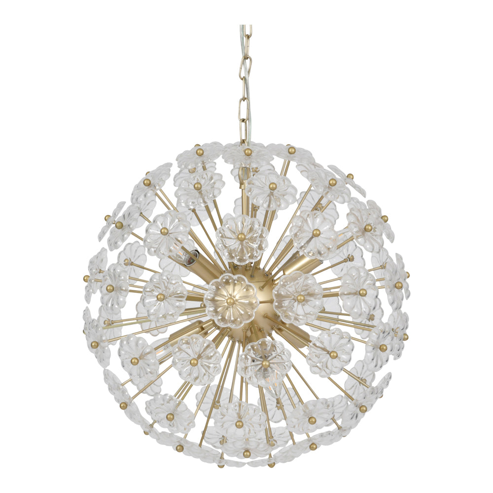 Product photograph of Libra Luxurious Glamour Collection - Daisy Champagne Gold And Glass Pendant Chandelier from Olivia's