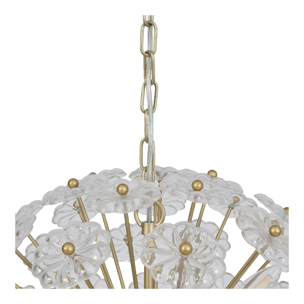 Product photograph of Libra Luxurious Glamour Collection - Daisy Champagne Gold And Glass Pendant Chandelier from Olivia's.