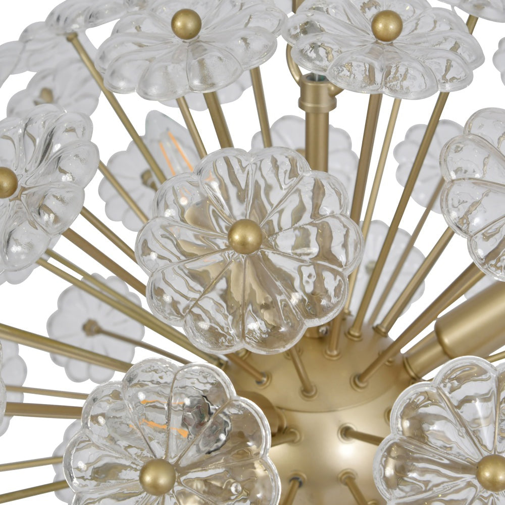 Product photograph of Libra Interiors Daisy Champagne Gold And Glass Pendant Chandelier from Olivia's.