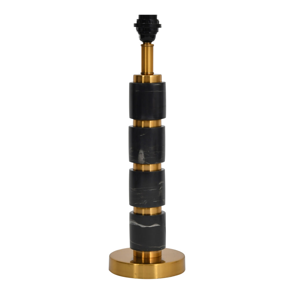 Libra Black Marble Column Table Lamp On Brass Base Only