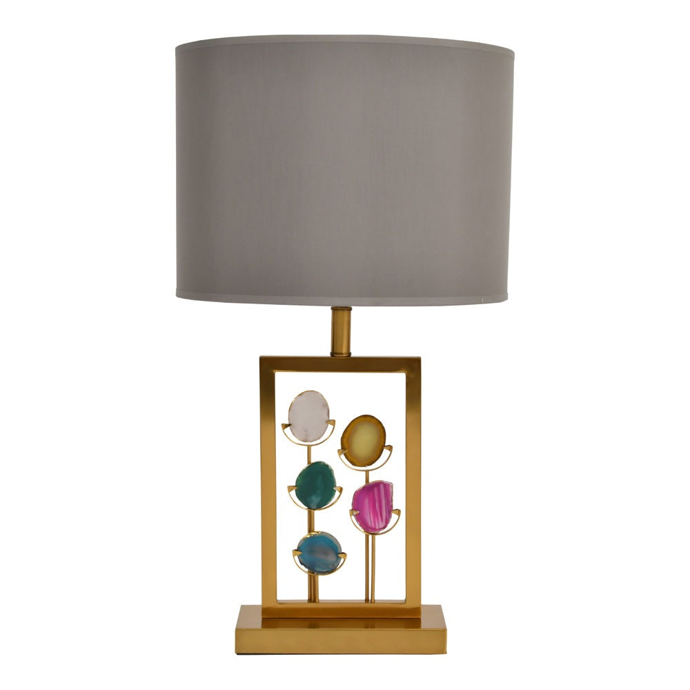 Product photograph of Libra Interiors Brass And Agate Framed Table Lamp Base Only from Olivia's.