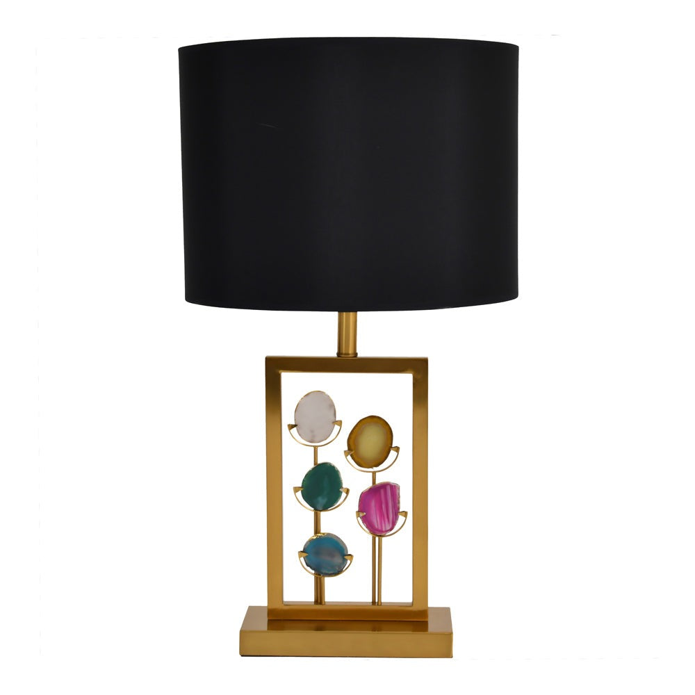 Product photograph of Libra Interiors Brass And Agate Framed Table Lamp Base Only from Olivia's.