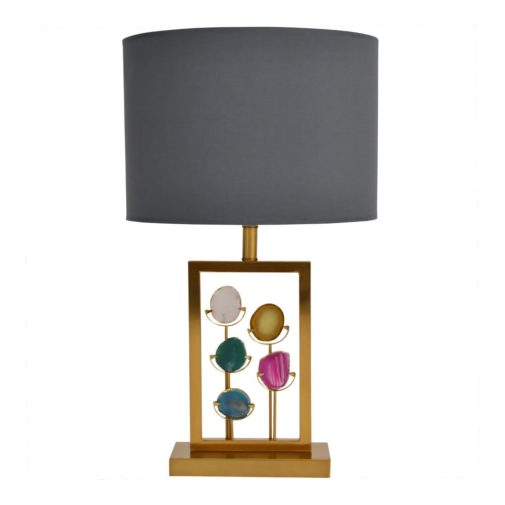 Product photograph of Libra Interiors Brass And Agate Framed Table Lamp Base Only from Olivia's.