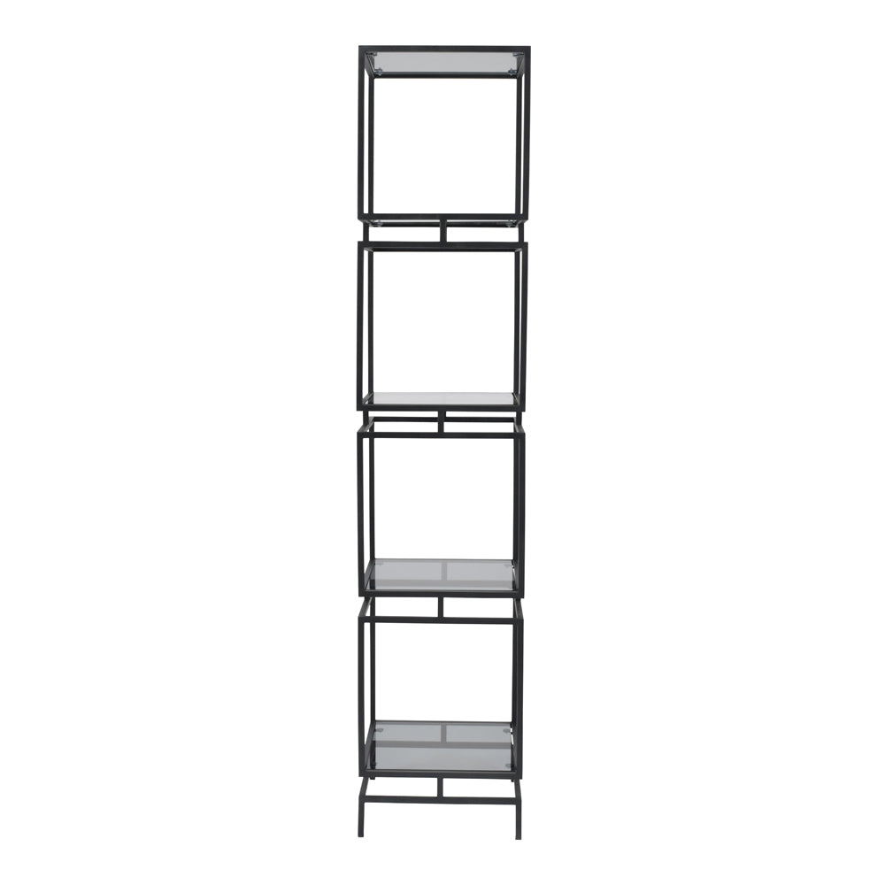 Product photograph of Libra Interiors Abington Black And Tinted Glass Display Unit from Olivia's