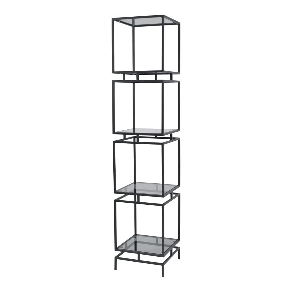 Product photograph of Libra Interiors Abington Black And Tinted Glass Display Unit from Olivia's.