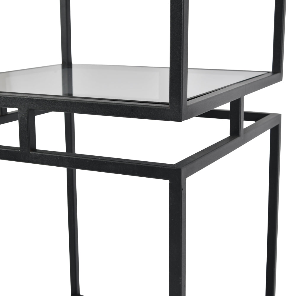 Product photograph of Libra Interiors Abington Black And Tinted Glass Display Unit from Olivia's.