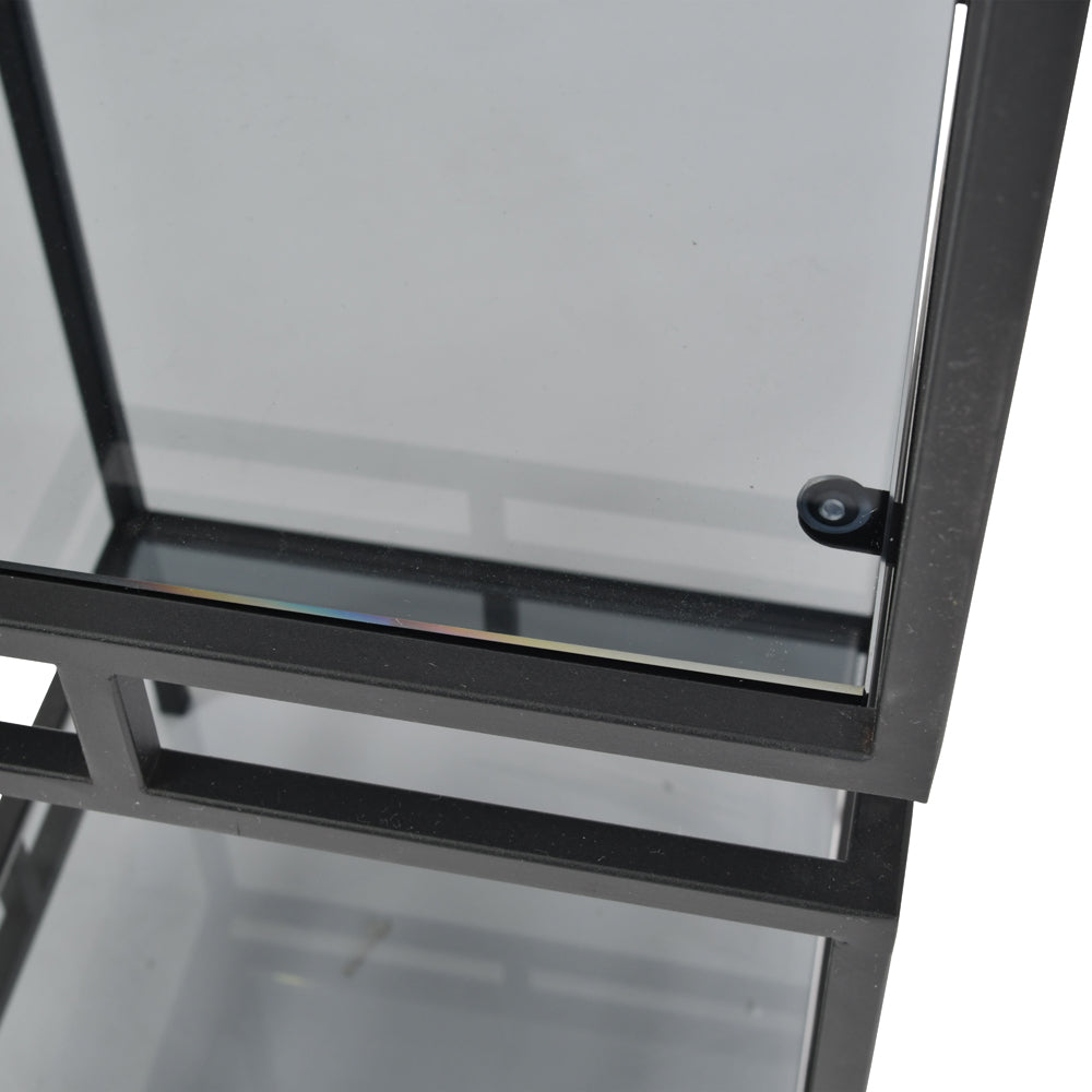 Product photograph of Libra Interiors Abington Black And Tinted Glass Display Unit from Olivia's.