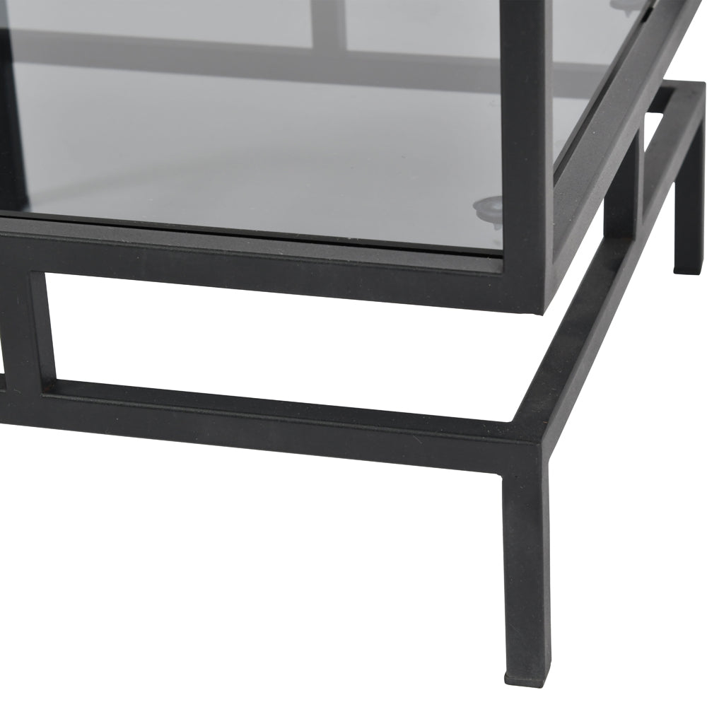 Product photograph of Libra Interiors Abington Black And Tinted Glass Display Unit from Olivia's.