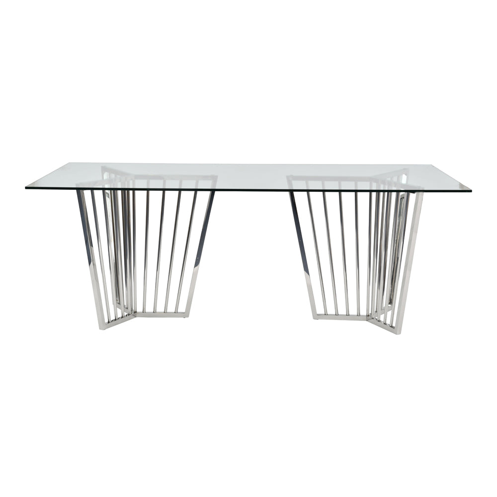 Libra Abington Stainless Steel Frame And Clear Glass Dining Table