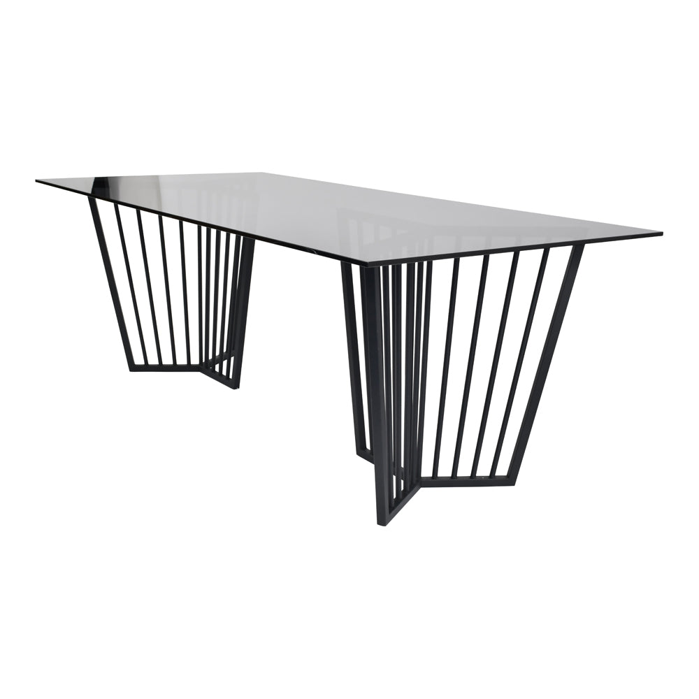 Product photograph of Libra Urban Botanic Collection - Abington Black Frame And Tinted Glass Dining Table from Olivia's.
