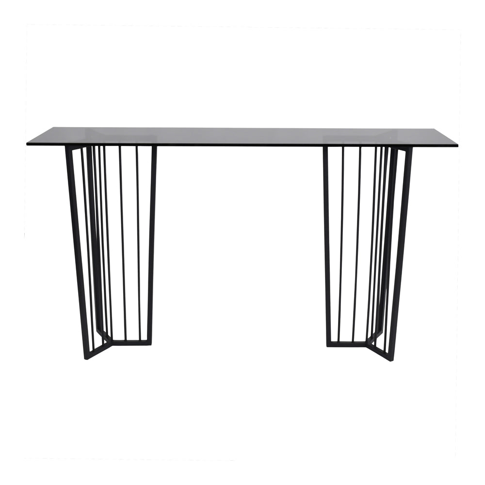 Product photograph of Libra Urban Botanic Collection - Abington Black Frame And Tinted Glass Console Table from Olivia's