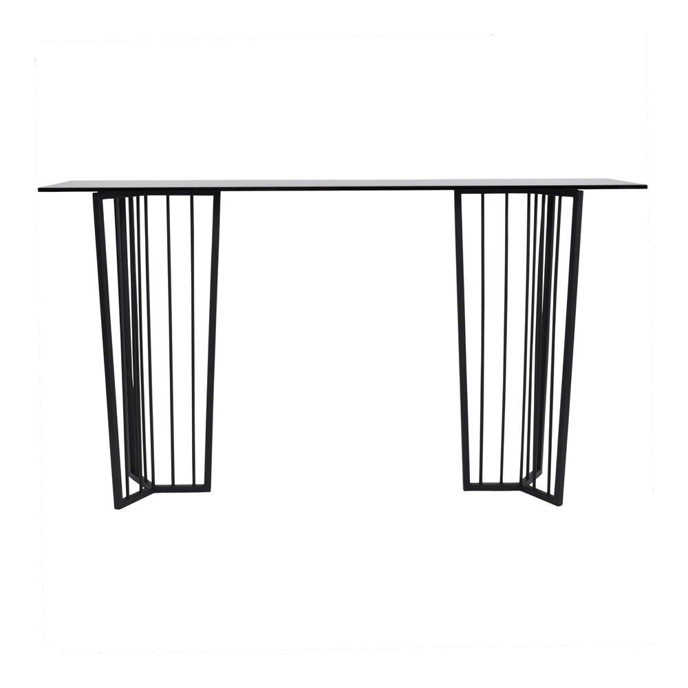 Product photograph of Libra Urban Botanic Collection - Abington Black Frame And Tinted Glass Console Table from Olivia's.