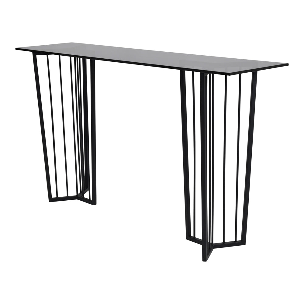 Product photograph of Libra Urban Botanic Collection - Abington Black Frame And Tinted Glass Console Table from Olivia's.