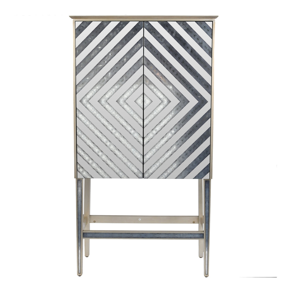 Product photograph of Libra Luxurious Glamour Collection - Lexington Antique Mirrored Bar Cabinet from Olivia's