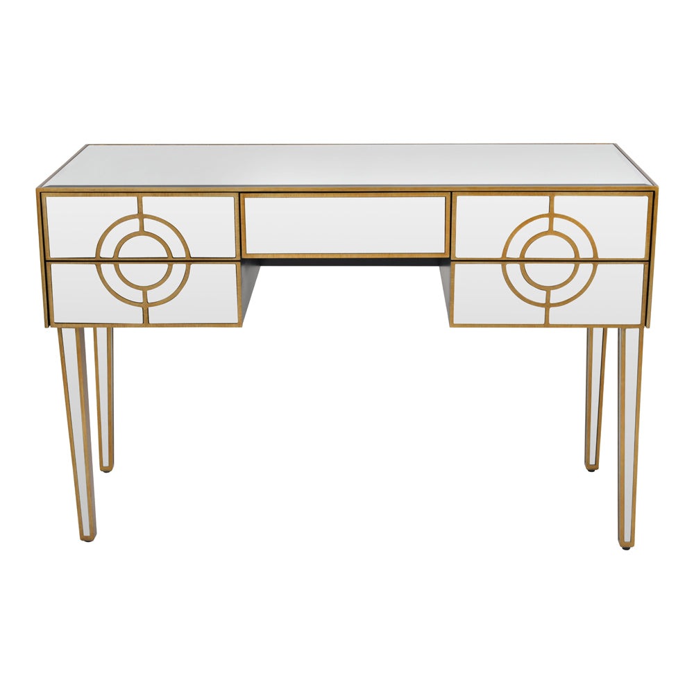 Product photograph of Libra Luxurious Glamour Collection - Claridge Circle Link 5 Drawer Dressing Table from Olivia's
