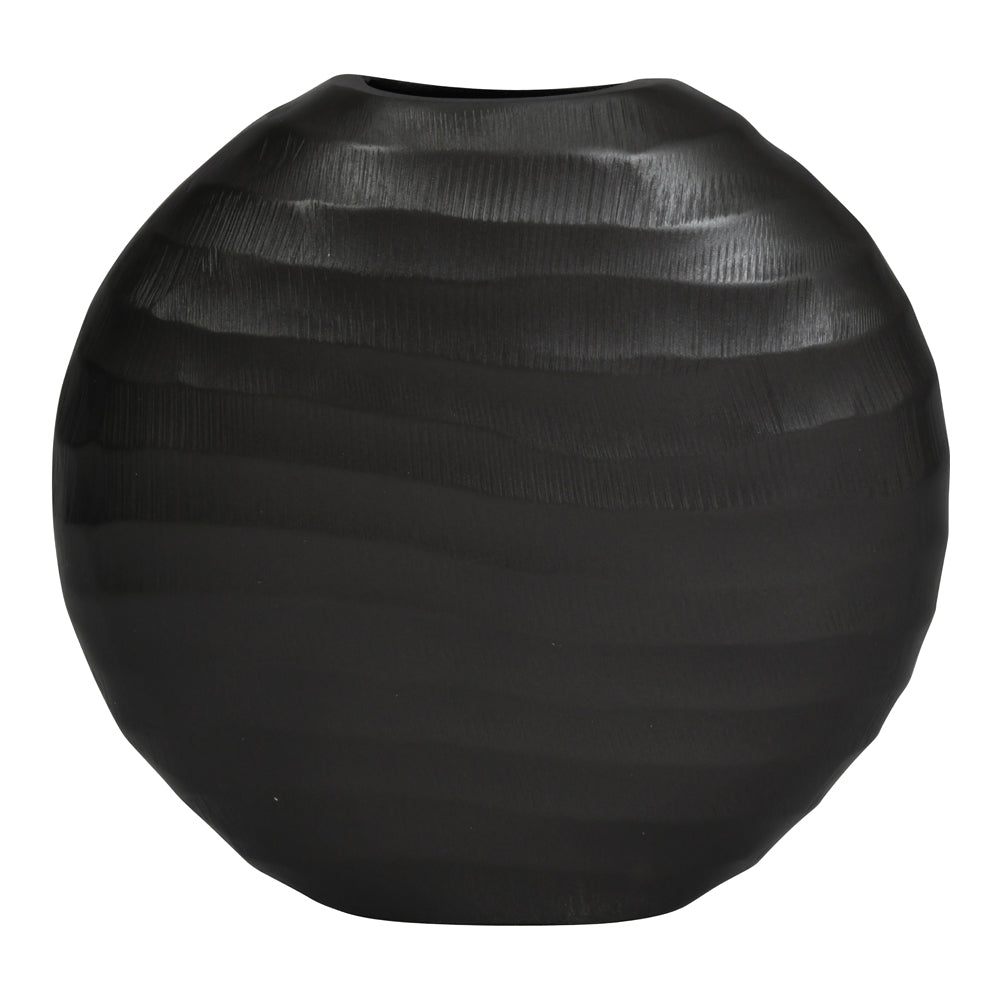 Libra Iconic Ripples Graphite Aluminium Elliptical Vase Small