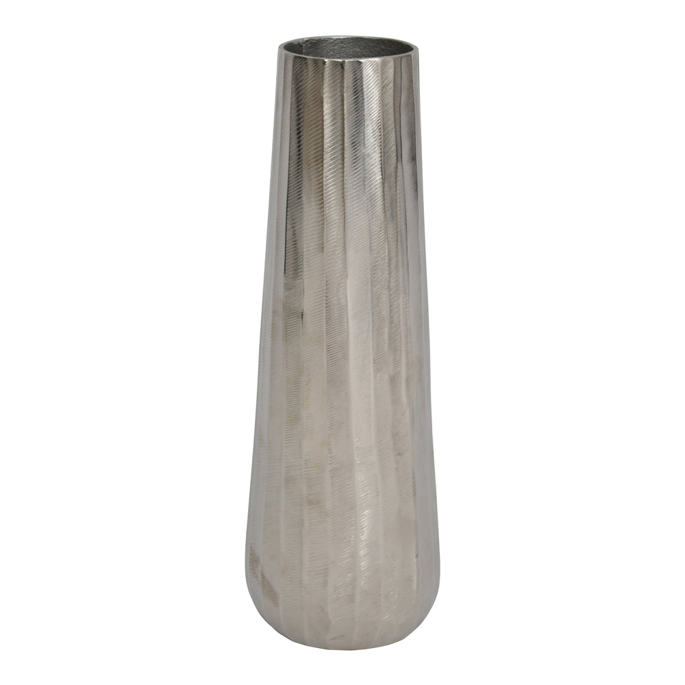 Libra Iconic Ripples Silver Aluminium Tapered Vase 50 Cm