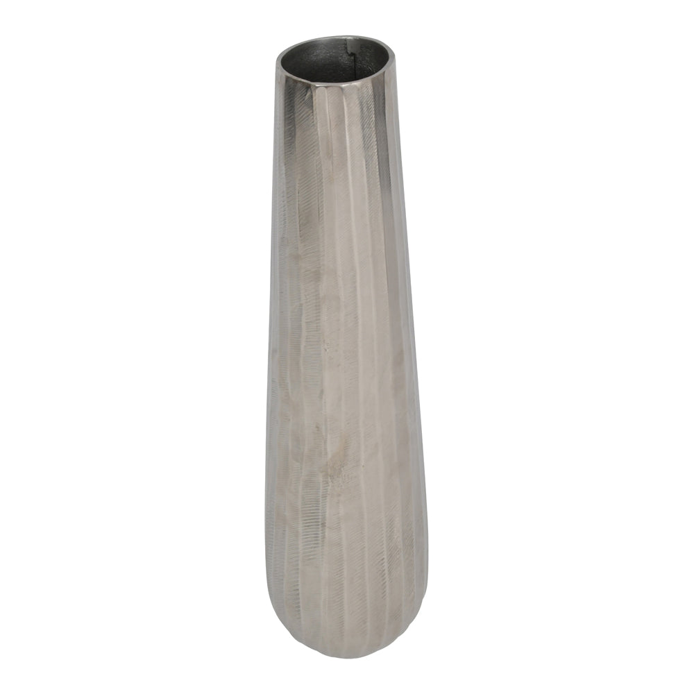 Product photograph of Libra Midnight Mayfair Collection - Iconic Ripples Silver Aluminium Tapered Vase 70 Cm from Olivia's.