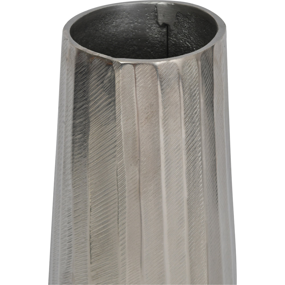 Product photograph of Libra Midnight Mayfair Collection - Iconic Ripples Silver Aluminium Tapered Vase 70 Cm from Olivia's.