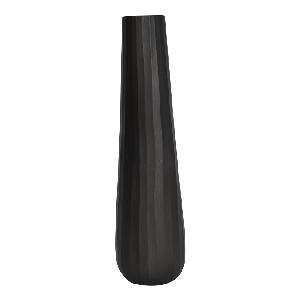 Product photograph of Libra Urban Botanic Collection - Iconic Ripples Graphite Aluminium Tapered Vase Large from Olivia's