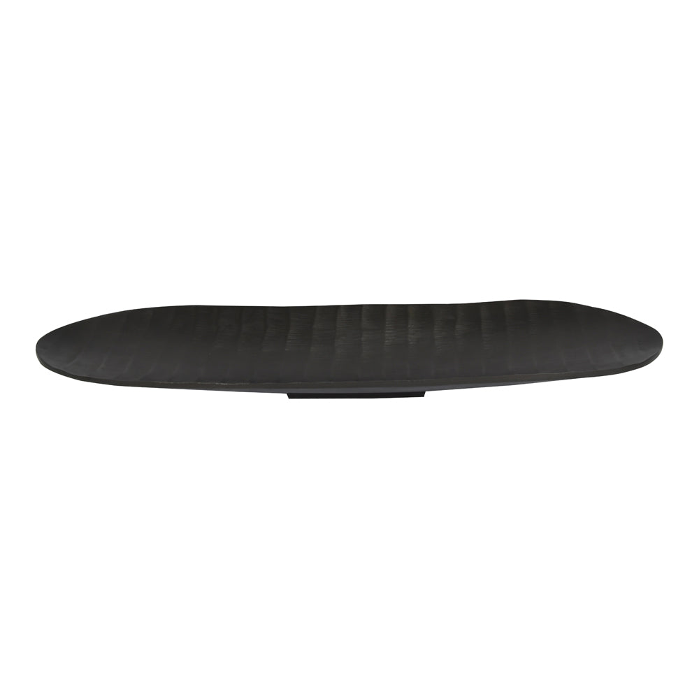 Product photograph of Libra Urban Botanic Collection - Iconic Ripples Graphite Aluminium Elliptical Platter Large from Olivia's