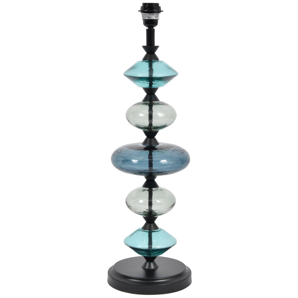 Libra Eva Table Lamp In Ebony Black And Blue Glass Base Only