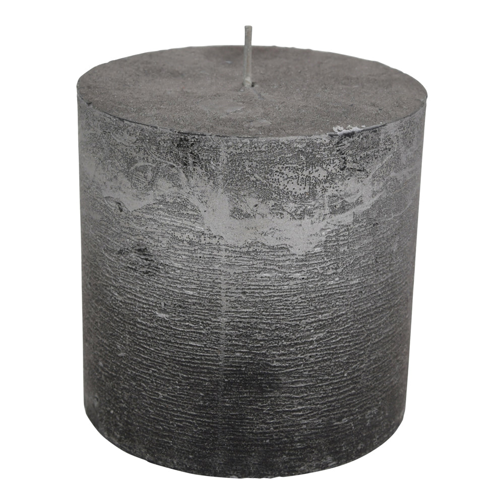 Product photograph of Libra Midnight Mayfair Collection - Black And Silver Ombre Pillar Candle 10x10 Cm from Olivia's