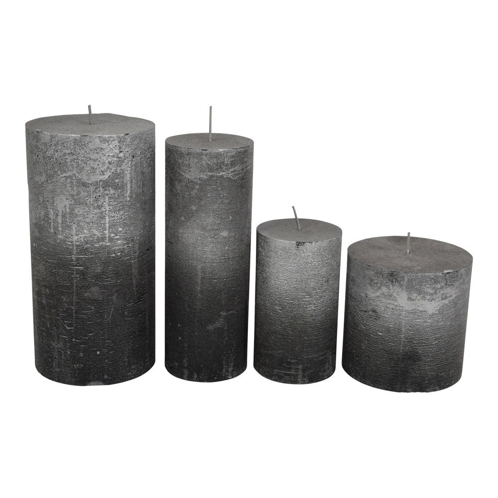 Product photograph of Libra Interiors Black And Silver Ombre Pillar Candle 10x10 Cm from Olivia's.
