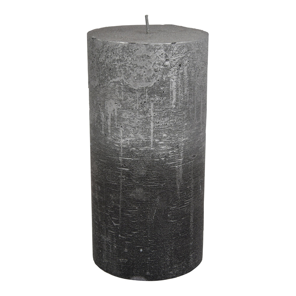 Product photograph of Libra Midnight Mayfair Collection - Black And Silver Ombre Pillar Candle 10x20 Cm from Olivia's