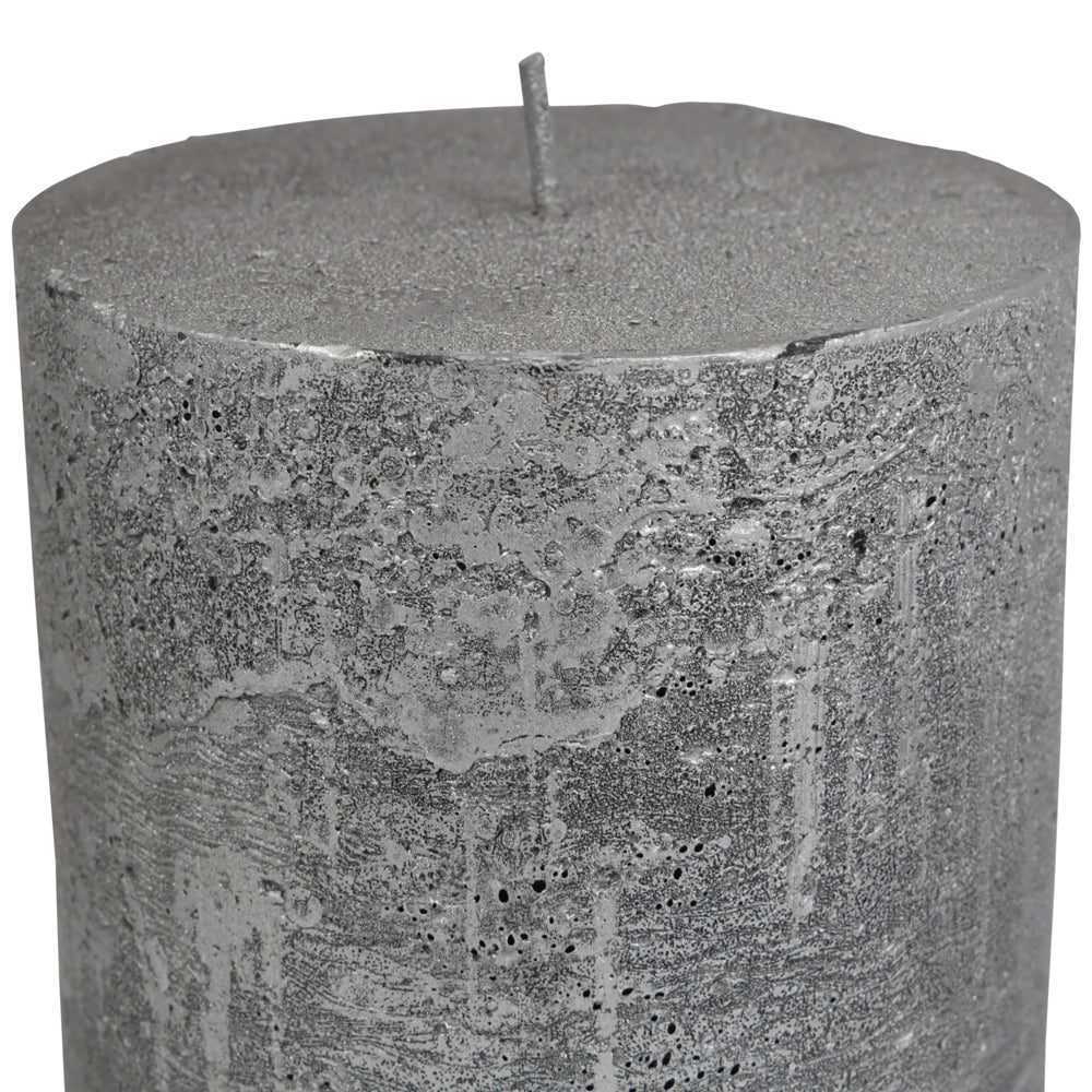 Product photograph of Libra Midnight Mayfair Collection - Black And Silver Ombre Pillar Candle 10x20 Cm from Olivia's.