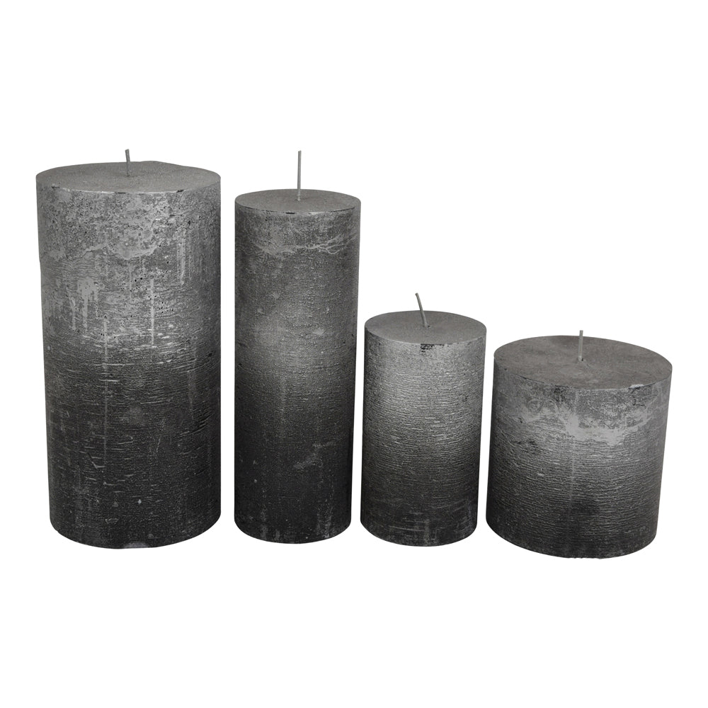 Product photograph of Libra Midnight Mayfair Collection - Black And Silver Ombre Pillar Candle 10x20 Cm from Olivia's.