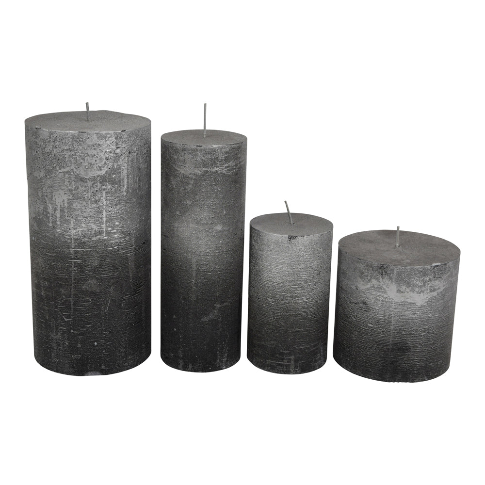 Product photograph of Libra Interiors Black And Silver Ombre Pillar Candle 10x20 Cm from Olivia's.
