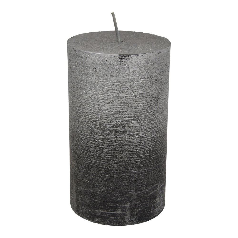 Product photograph of Libra Midnight Mayfair Collection - Black And Silver Ombre Pillar Candle 7x12 Cm from Olivia's
